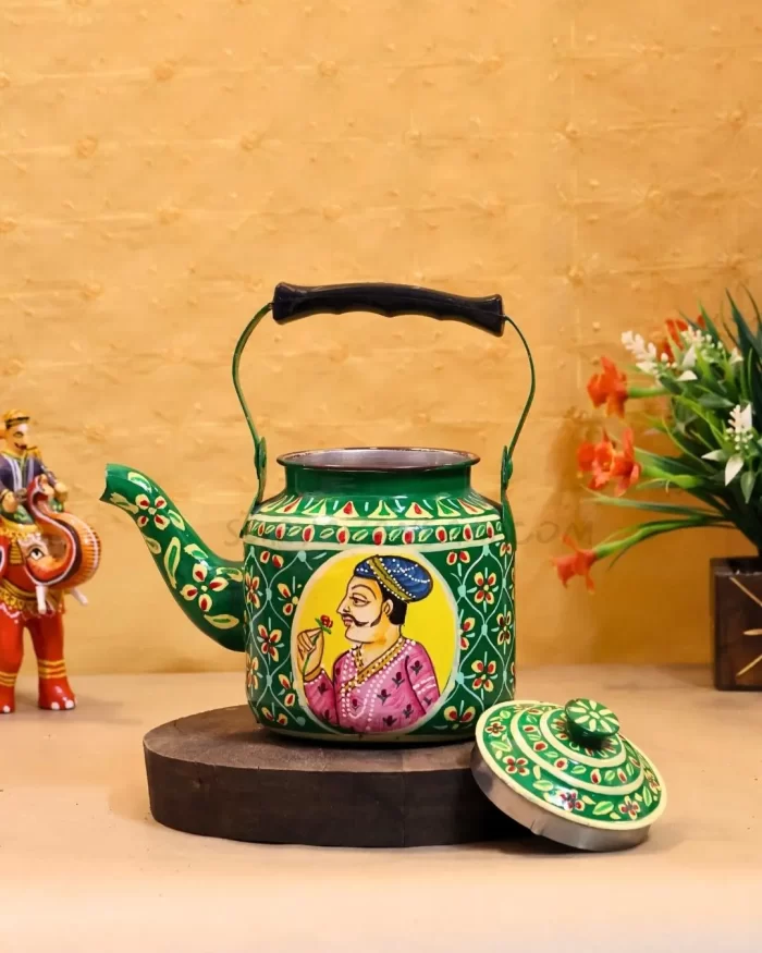 tea kettle, hand painted tea kettle, painted tea pot, tea pot, steel hand painted tea pot