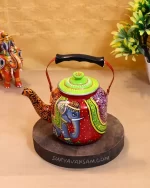 hand painted steel tea kettle